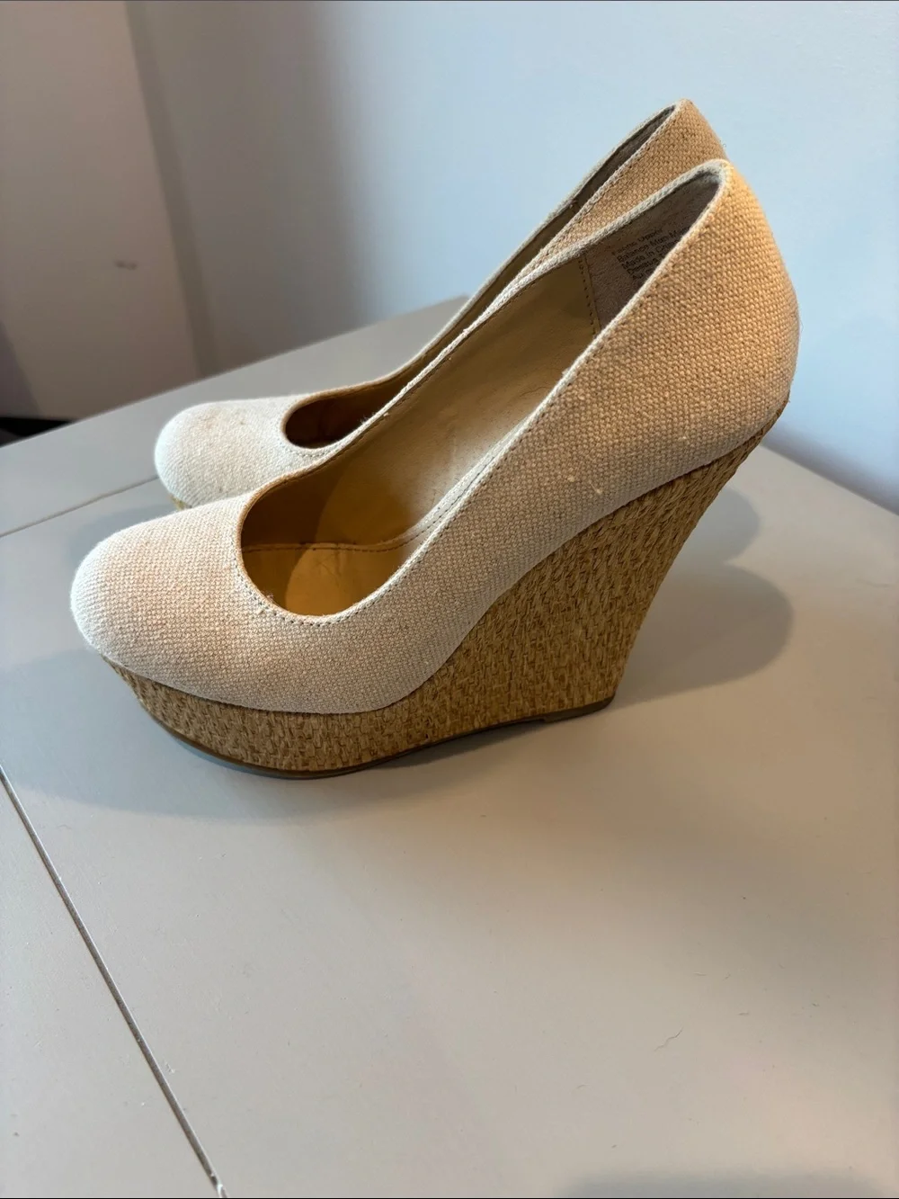 Brash Cream Espadrille Wedge Pumps